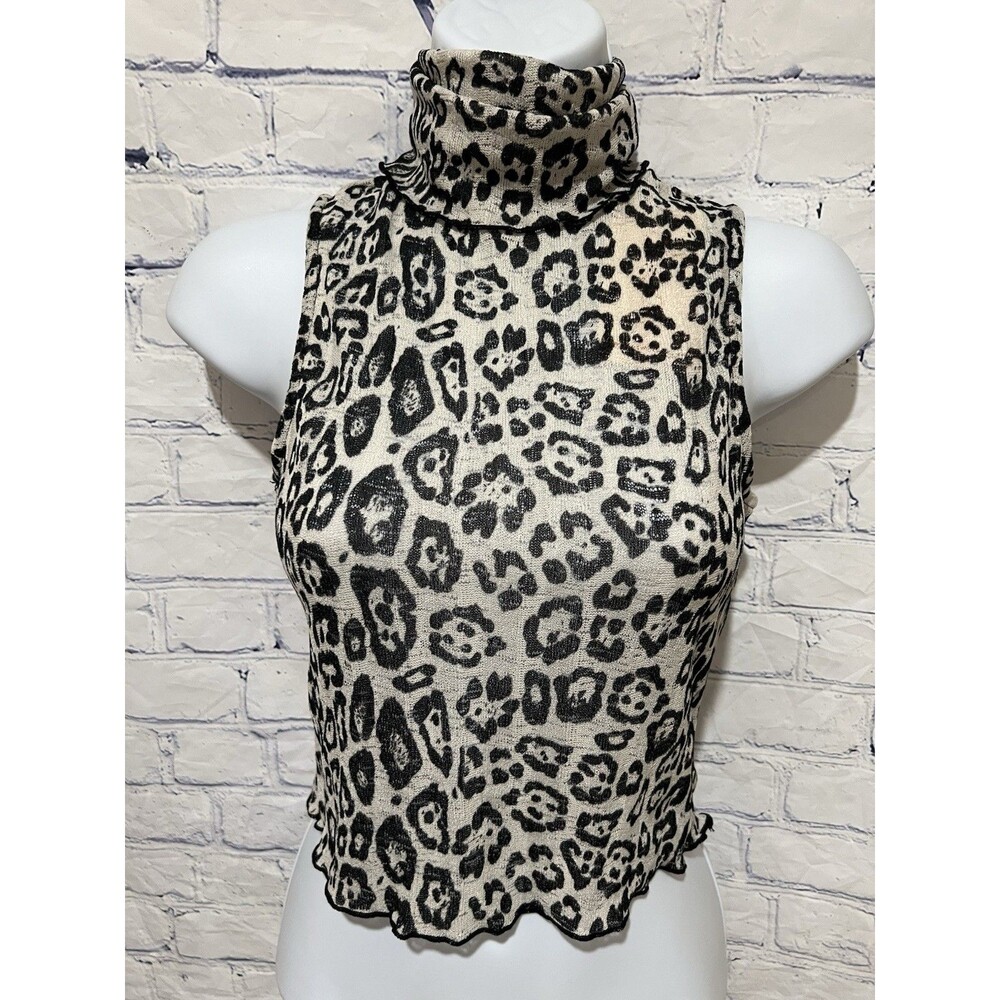 NWT CHOOSY boxy sleeveless tank top in a black and white leopard print Size XS - Picture 1 of 7